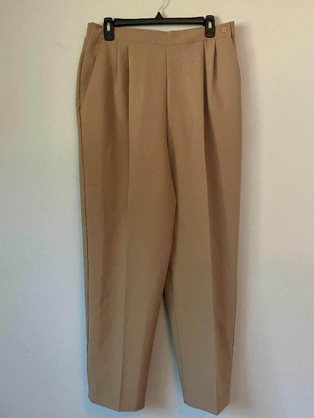 Vintage "Basics" Brand Pleated Tan Trousers (Size 14/L)